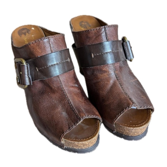 franco sarto the artists collection leather wood wedge heel  size 10 - Picture 7 of 9